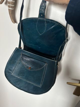 Bolso vintage cuero azul