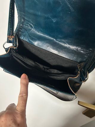 Bolso vintage cuero azul