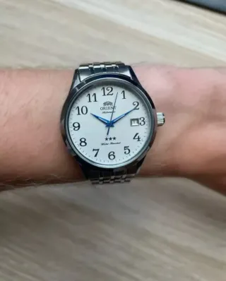 Reloj Orient Automático Plata y Blanco Nuevo