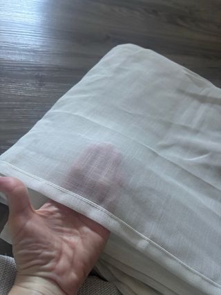 Cortina de salón beige + visillo blanco