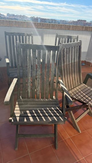 Sillas de Madera Plegables Exterior - Pack de 4