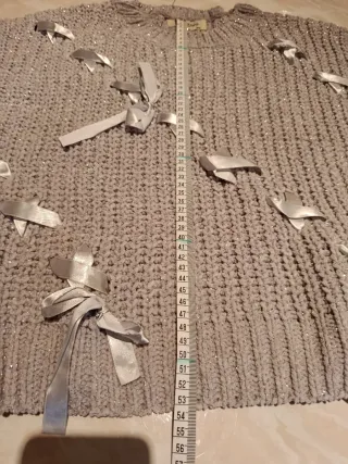 Maglione grigio lurex con fiocchi tg. S/M