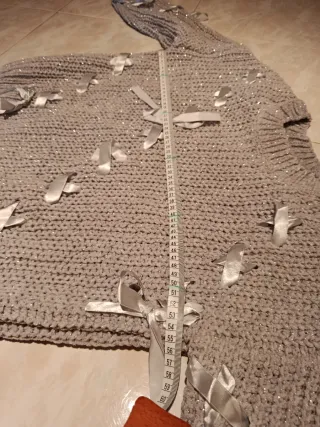Maglione grigio lurex con fiocchi tg. S/M