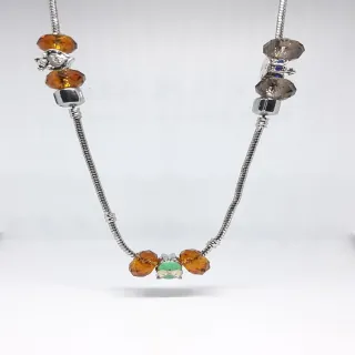 Collana donna argentato pietra murina charm