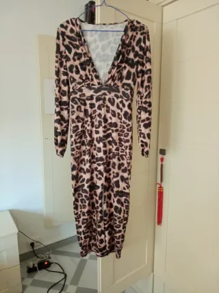 Vestido estampado leopardo manga larga