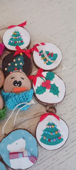18 Adornos Navideños Artesanales Madera