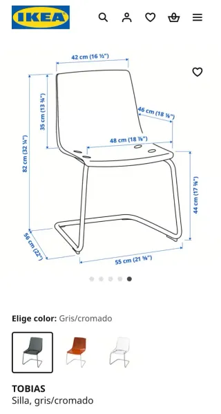 3 Sillas IKEA Tobias Gris/Cromado