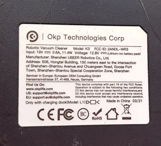 Robot Aspirapolvere OKP K3 Nero