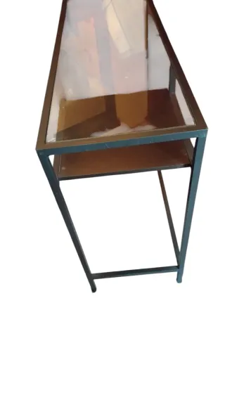 Mesa auxiliar metal y cristal