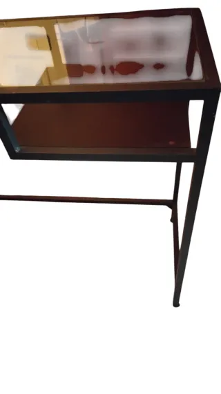 Mesa auxiliar metal y cristal