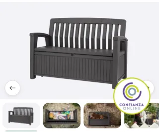Panca da esterno con vano portaoggetti e cuscino incluso