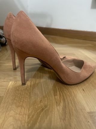 Zapatos Mango Tacón Beige/Rosa