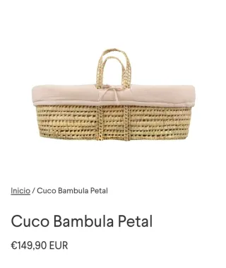 Minicuna de mimbre con soporte