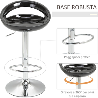 Set 2 Sgabelli da Bar Alti, Sgabelli Girevoli a 36