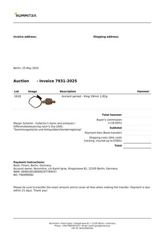 Anello Bizantino/Romano Antico - Provenienza Lecit