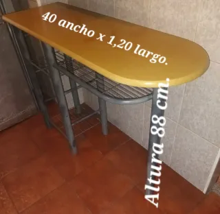Mesa auxiliar madera y metal 120x40cm
