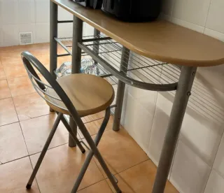 Mesa auxiliar madera y metal 120x40cm