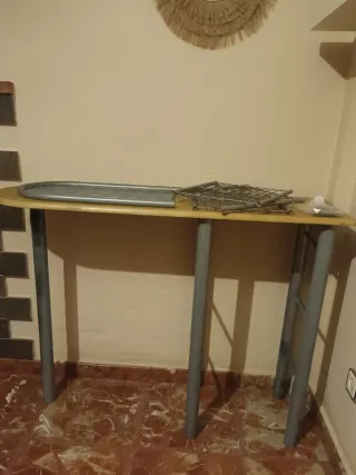 Mesa auxiliar madera y metal 120x40cm