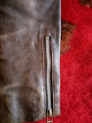 Chaqueta de piel marrón mujer de Mango