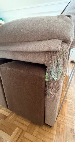 Sofá Chaiselongue Tela Beige/Marrón
