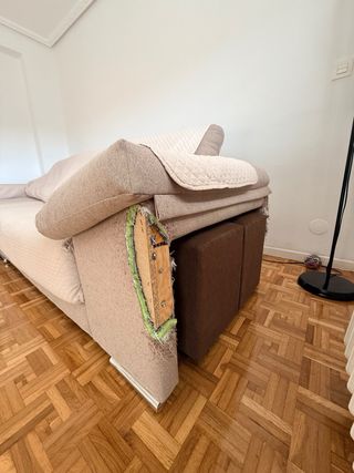 Sofá Chaiselongue Tela Beige/Marrón