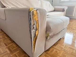 Sofá Chaiselongue Tela Beige/Marrón