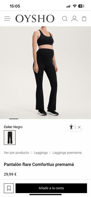Pantalón premamá Oysho Talla L negro
