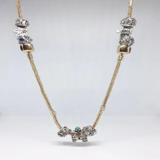 Collana donna argentato pietra murina charm