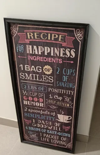 Cuadro Receta para la Felicidad, 47cm x 93 cm
