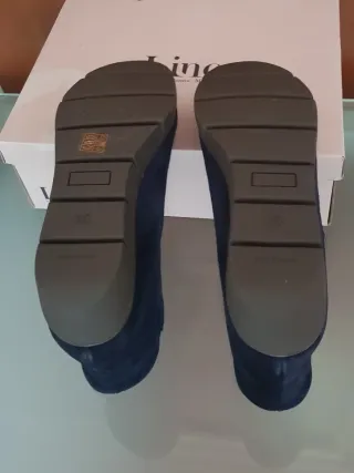 Botines serraje azul tacon cuña