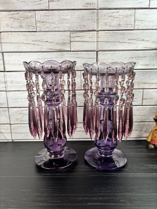 Pareja Candelabros Ingleses Amatista