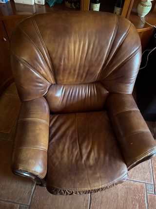 Sillón Vintage Piel Marrón
