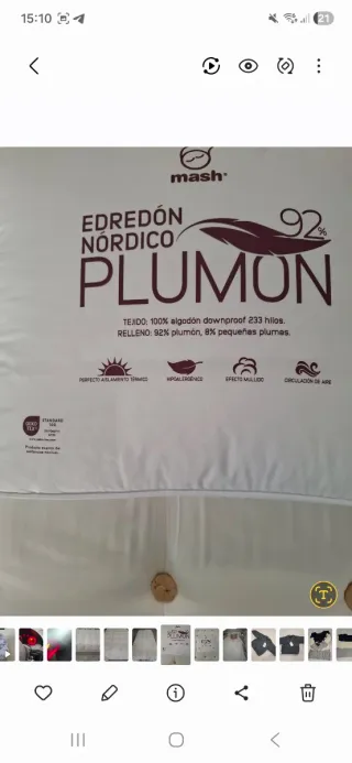 Edredón Nórdico Plumón Mash 92% 270gr