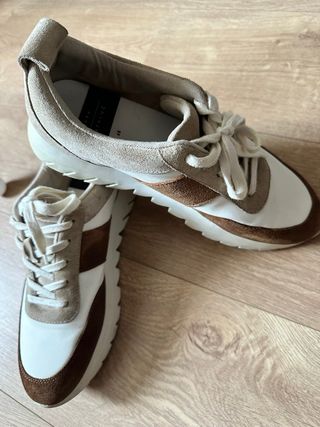 Zapatillas Zara Beige Marrón Blanco