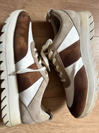Zapatillas Zara Beige Marrón Blanco