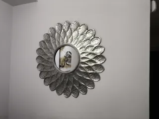 Espejo Decorativo Flor Plateado