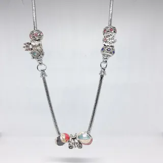 Collana donna argentato pietra murina charm