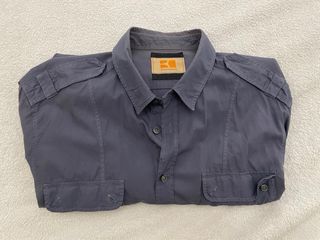 Camisa Boss Orange Azul Manga Larga
