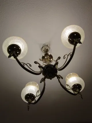 Lámpara araña vintage cristal y metal