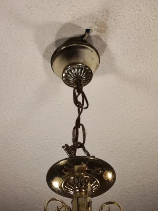 Lámpara araña vintage cristal y metal