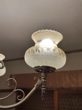 Lámpara araña vintage cristal y metal