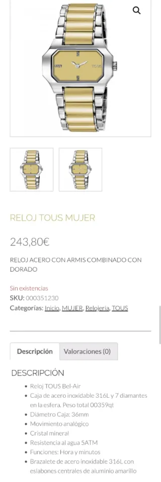 Reloj Tous Bel Air Mujer Acero bicolor