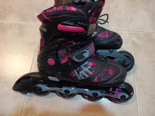 Patines en línea infantiles rosas y negros