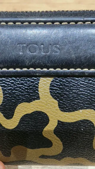 Monedero Tous Piel Negro y Verde Militar