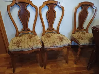 6 Sillas de Comedor Madera Tapizadas