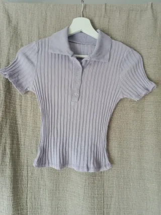 Camiseta elástica algodón lila XS