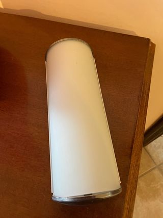 Plafoniera acciaio e vetri bianco