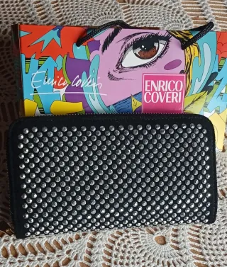 Monedero Enrico Coveri Negro con Brillantes