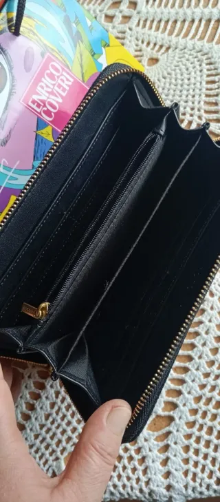 Monedero Enrico Coveri Negro con Brillantes