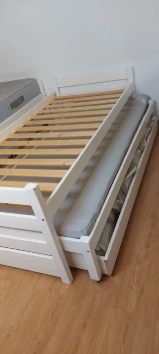 Estructura Cama Blanca con Cajón de almacenaje.